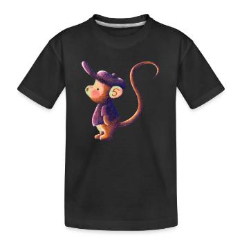 Singe aquarelle avec bonnet - T-shirt bio Premium Enfant - noir - Devant