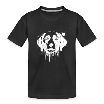 Beagle-Hund in weißem Tropfen gespritzt - Kinder Premium Bio T-Shirt - Schwarz - Vorne