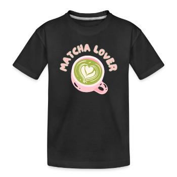 Matcha Liebhaber Tasse Herz Latte - Kinder Premium Bio T-Shirt - Schwarz - Vorne