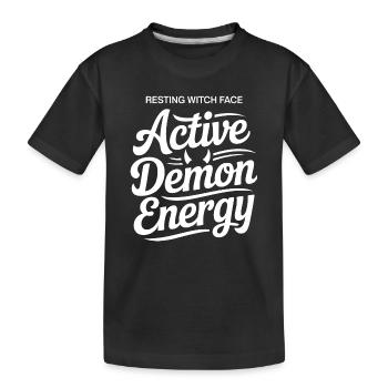 Aktiv-Dämonen-Energie-Typografie - Kinder Premium Bio T-Shirt - Schwarz - Vorne