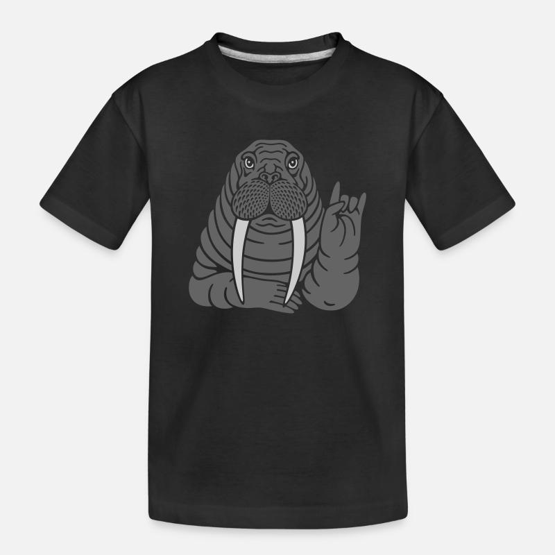 Walross - Kinder Premium Bio T-Shirt - Schwarz