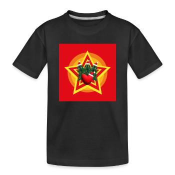 Lustige Weihnachtsbäume mit Herz und Stern. - Kinder Premium Bio T-Shirt - Schwarz - Vorne