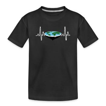 Heartbeat Flat Earth - Kids' Premium Organic T-Shirt - black - Front