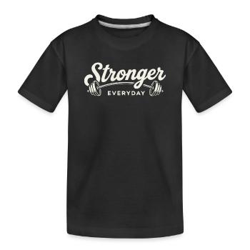 Stärkeres tägliches Langhantelgym-Workout Retro - Kinder Premium Bio T-Shirt - Schwarz - Vorne
