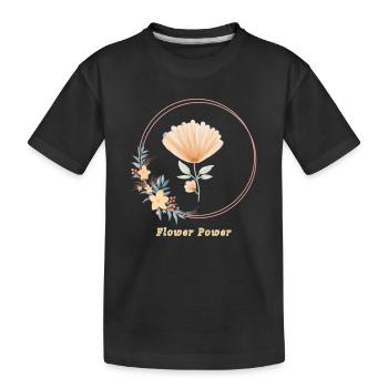 Flower Power - Kinder Premium Bio T-Shirt - Schwarz - Vorne