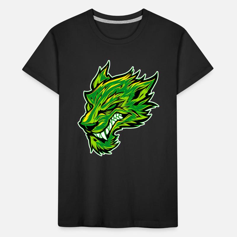 Wolf Head Wolf Head Tattoo Graffiti Green Kids' Premium Organic T-Shirt