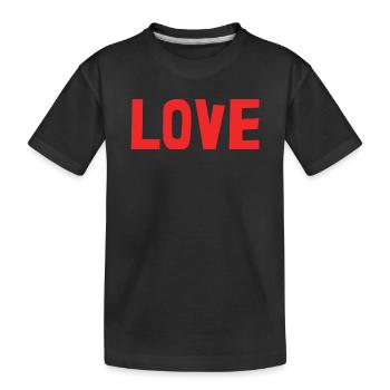 HERZ. HERZ. VALENTINSTAG. LIEBE. LIEBE. PAAR. - Kinder Premium Bio T-Shirt - Schwarz - Vorne