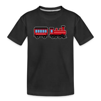 Railway, Train, Steam Locomotive - Kids' Premium Organic T-Shirt - black - Front