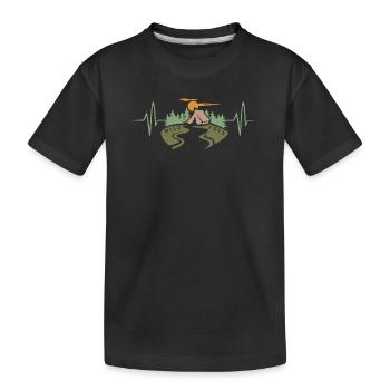 Heartbeat avec Camping Forest - Amateurs de randonnée en plein air - T-shirt bio Premium Enfant - noir - Devant