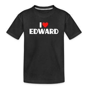 I love Edward Rotes Herz Romantischer Name Fan - Kinder Premium Bio T-Shirt - Schwarz - Vorne