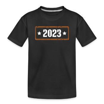 2023 year - Kids' Premium Organic T-Shirt - black - Front