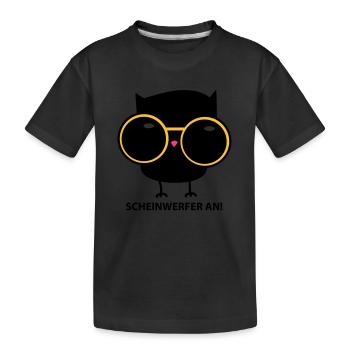 Eule mit Brille (b) - Kinder Premium Bio T-Shirt - Schwarz - Vorne