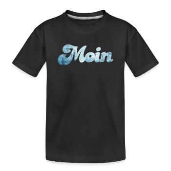 Moin Schiff typisch nordisch Handschrift Nordsee - Kinder Premium Bio T-Shirt - Schwarz - Vorne