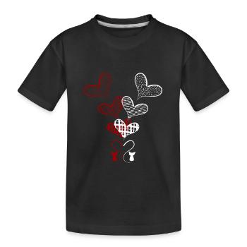 Chats et cœurs - T-shirt bio Premium Enfant - noir - Devant