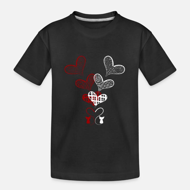Chats et cœurs - T-shirt bio Premium Enfant - noir
