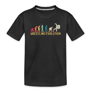 Wrestling Evolution Artwork - Kids' Premium Organic T-Shirt - black - Front