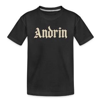 Andrin Gothic Schriftprint - Kinder Premium Bio T-Shirt - Schwarz - Vorne