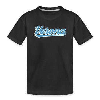 Verona Blau Script Logo - Kinder Premium Bio T-Shirt - Schwarz - Vorne