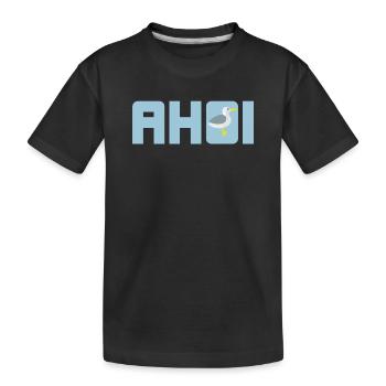 Ahoi Möwe hellblau Küste maritim Meer Schiff Hanse - Kinder Premium Bio T-Shirt - Schwarz - Vorne