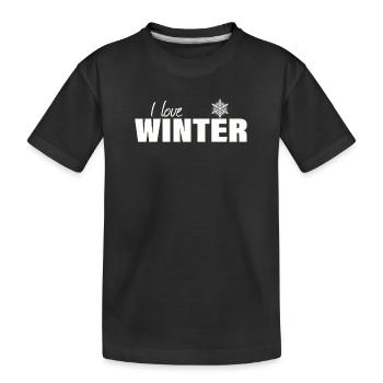 i love winter - Kids' Premium Organic T-Shirt - black - Front