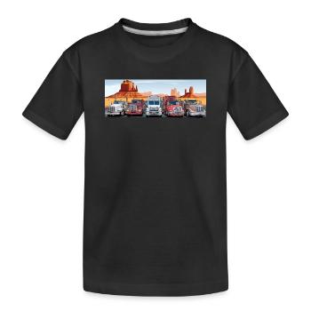 Truckers on the highway - Kids' Premium Organic T-Shirt - black - Front