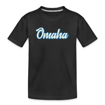 Lettrage Omaha en bleu rétro - T-shirt bio Premium Enfant - noir - Devant
