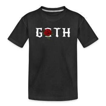 Gothic, Gothic-Thema mit roter Rose - Kinder Premium Bio T-Shirt - Schwarz - Vorne