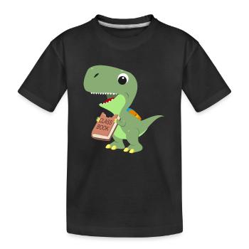 Dinosaur Eats Class Book for Teacher Students - Kids' Premium Organic T-Shirt - black - Front