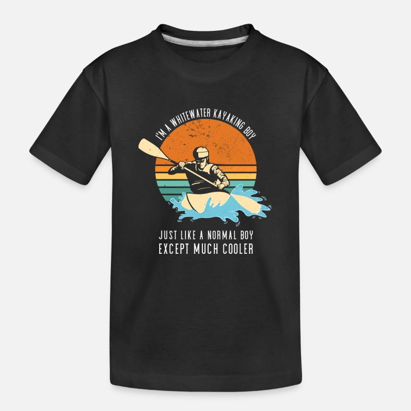 Garçon de kayak en eau vive comme un garçon normal - T-shirt bio Premium Enfant - noir
