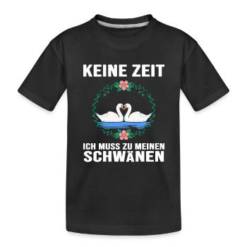 Schwan "Schwanzeit" Schwäne verliebt Schwanpaar - Kinder Premium Bio T-Shirt - Schwarz - Vorne