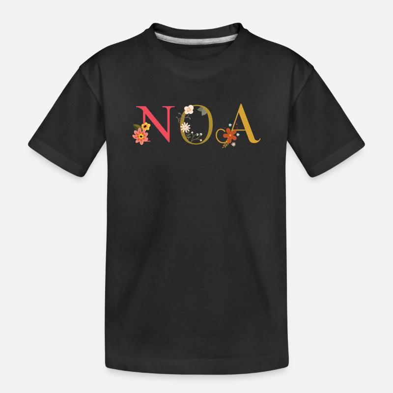 Nom de l’ANO décoré de fleurs - T-shirt bio Premium Enfant - noir
