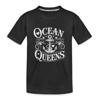 Ocean Queens | JGA Maritim & Anker-Look - Kinder Premium Bio T-Shirt - Schwarz - Vorne