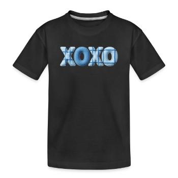 XOXO Patchwork Look with Fabric Look - Kids' Premium Organic T-Shirt - black - Front