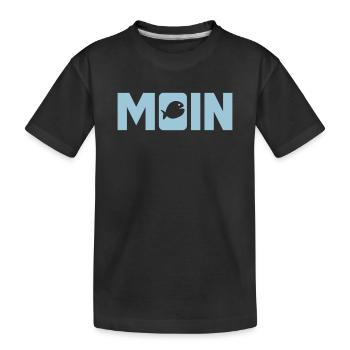 Moin Fisch Ostfriesland Nordsee Fischkopf nordisch - Kinder Premium Bio T-Shirt - Schwarz - Vorne