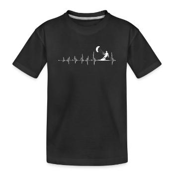 Herzschlag Fallschirm-Flucht - Kinder Premium Bio T-Shirt - Schwarz - Vorne