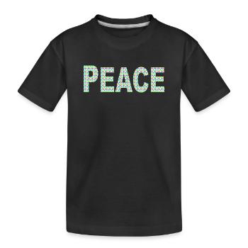 Peace Wort mit Peacezeichen - Kinder Premium Bio T-Shirt - Schwarz - Vorne