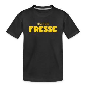 Halt die Fresse - Cooler Spruch - Kinder Premium Bio T-Shirt - Schwarz - Vorne