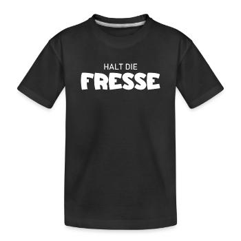 Halt die Fresse - Cooler Spruch - Kinder Premium Bio T-Shirt - Schwarz - Vorne