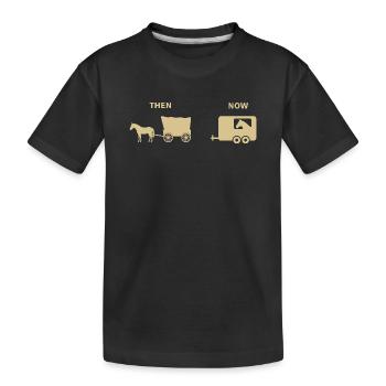 Funny Horse Carriage Parody Historical Design - Kids' Premium Organic T-Shirt - black - Front