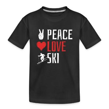 Peace Love Ski, Après-ski, Sports d’hiver, Vacances au ski - T-shirt bio Premium Enfant - noir - Devant