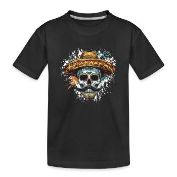 Crâne Mexicain Sombrero - T-shirt bio Premium Enfant - noir - Devant