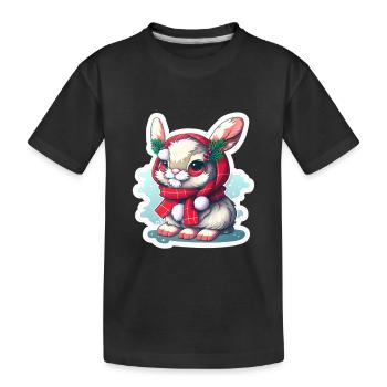Lapin de Noël avec chapeau et foulard - T-shirt bio Premium Enfant - noir - Devant
