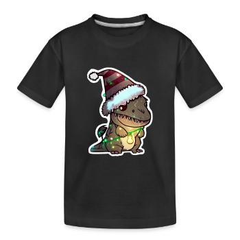 weihnachtsdinosaurier, geschenk, - Kinder Premium Bio T-Shirt - Schwarz - Vorne