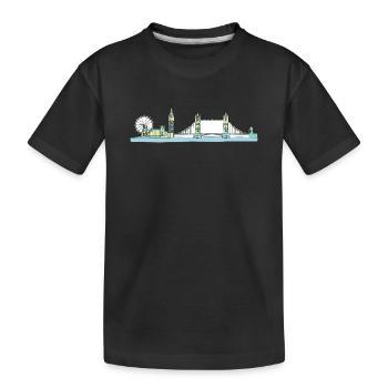 London City Skyline Tower Bridge Line Art - Kids' Premium Organic T-Shirt - black - Front