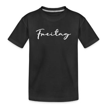 Freitag Wochentags Shirt weiß Handschrift - Kinder Premium Bio T-Shirt - Schwarz - Vorne