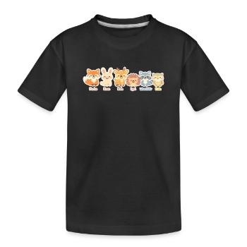 Niedliche Waldtiere Serie im Clipart-Stil - Kinder Premium Bio T-Shirt - Schwarz - Vorne