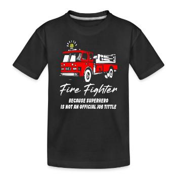 Firefighter Superhero - Kinder Premium Bio T-Shirt - Schwarz - Vorne