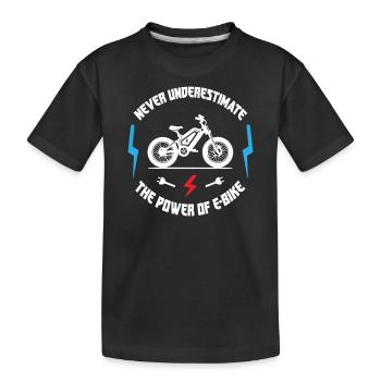 Never Underestimate The Power of E Bike - Kinder Premium Bio T-Shirt - Schwarz - Vorne