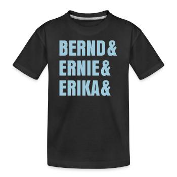 Stromberg Personalisierbar Bernd & Ernie & Erika - Kinder Premium Bio T-Shirt - Schwarz - Vorne