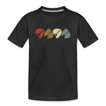 Lecteur de médiator de guitare rétro vintage - T-shirt bio Premium Enfant - noir - Devant